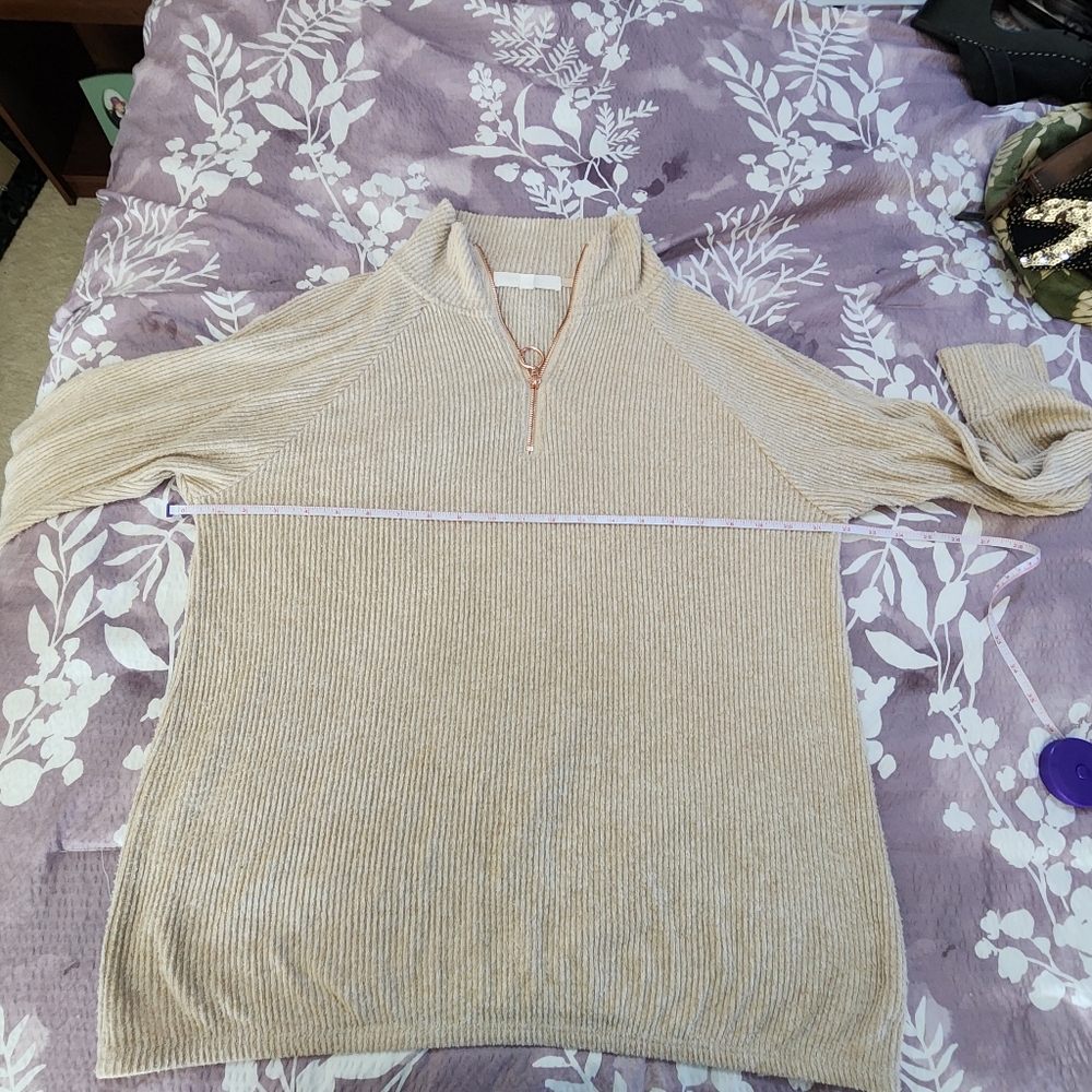 Adyson Parker cream ribbed long sleeve quarter zip top Women's size large - Picture 12 of 16